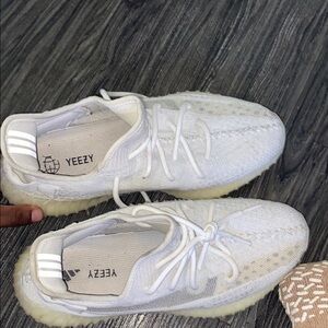 Yeezy White Sneakers Knit Upper Minimalist Design